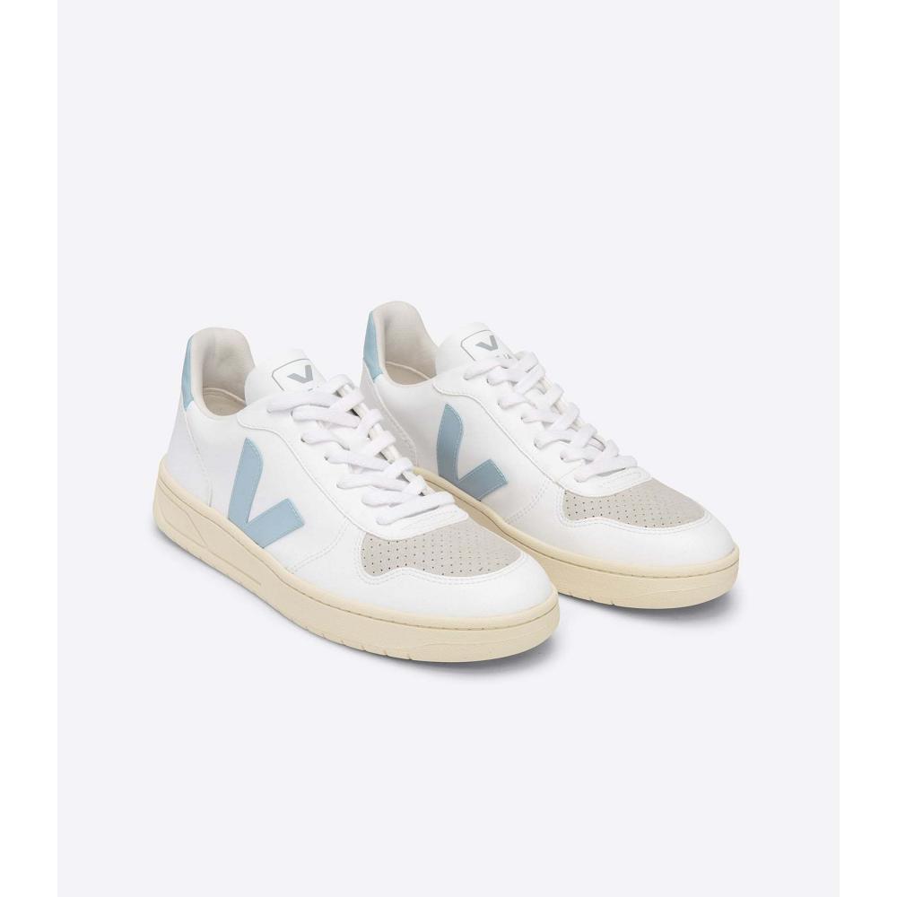 Women's Veja V-10 CWL Shoes White/Turquoise | ZA 579YXF